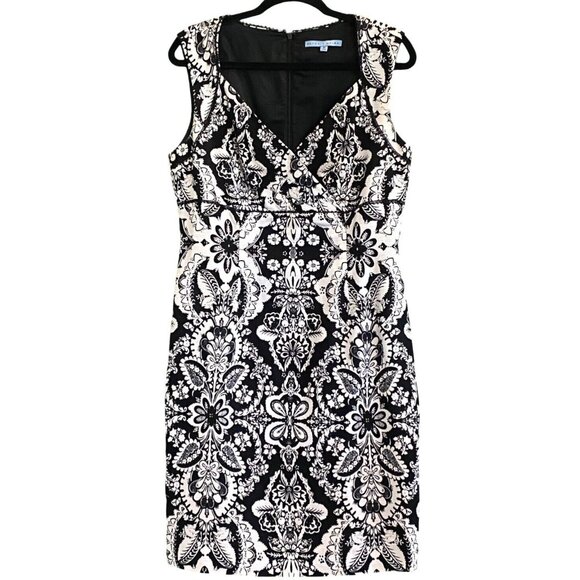 Antonio Melani Sleeveless V-Neck Surplice Paisley Pattern Cotton Dress Size 10 - Picture 4 of 6